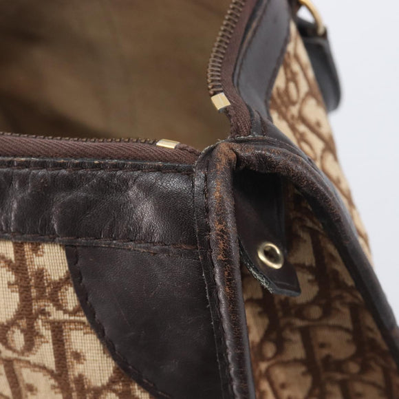 Christian Dior Trotter Canvas Hand Bag Brown Gold Auth 210794