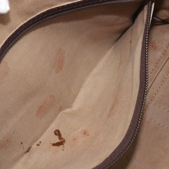 Christian Dior Trotter Canvas Hand Bag Brown Gold Auth 210794