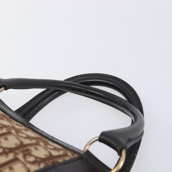 Christian Dior Trotter Canvas Hand Bag Brown Gold Auth 210794