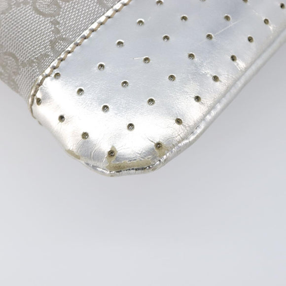 GUCCI GG Canvas Shoulder Bag Silver 145857 Auth 210814
