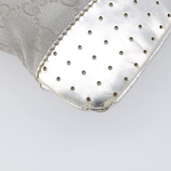 GUCCI GG Canvas Shoulder Bag Silver 145857 Auth 210814