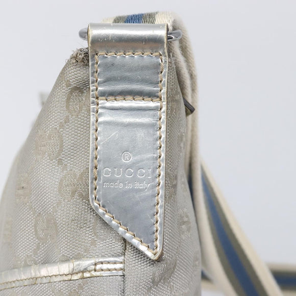 GUCCI GG Canvas Shoulder Bag Silver 145857 Auth 210814