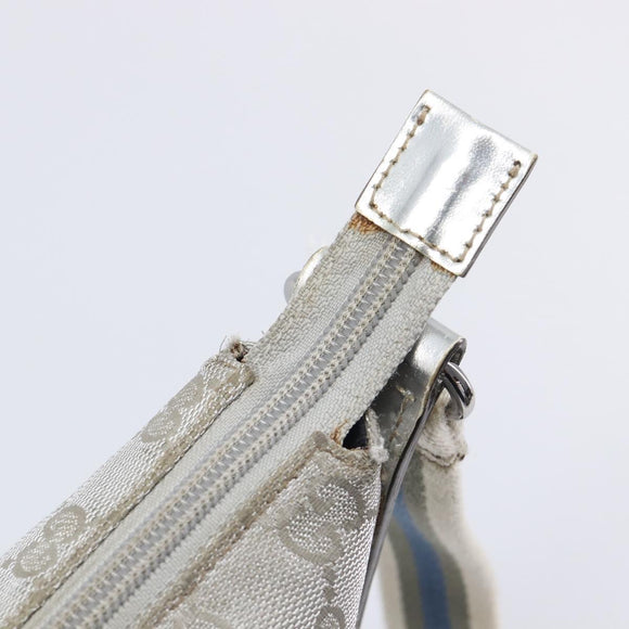GUCCI GG Canvas Shoulder Bag Silver 145857 Auth 210814