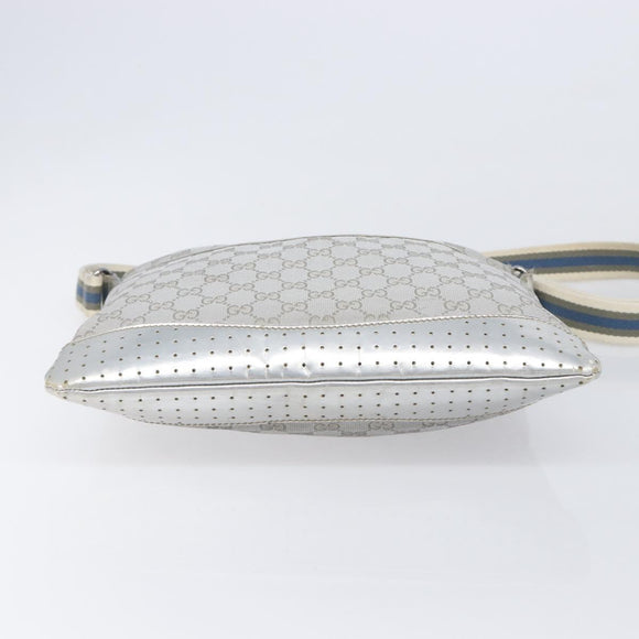 GUCCI GG Canvas Shoulder Bag Silver 145857 Auth 210814