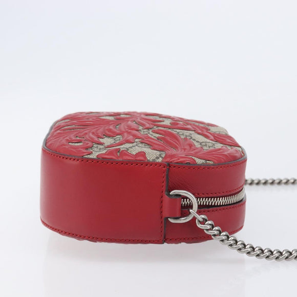 GUCCI GG Supreme Chain Shoulder Bag PVC Beige Silver 409535 Auth 210815V