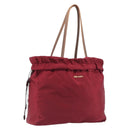 PRADA Tote Bag Nylon Red Gold Auth 210817A-1