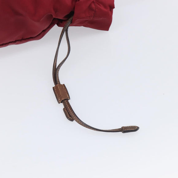 PRADA Tote Bag Nylon Red Gold Auth 210817A