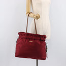 PRADA Tote Bag Nylon Red Gold Auth 210817A-27