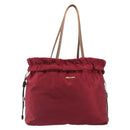 PRADA Tote Bag Nylon Red Gold Auth 210817A-13