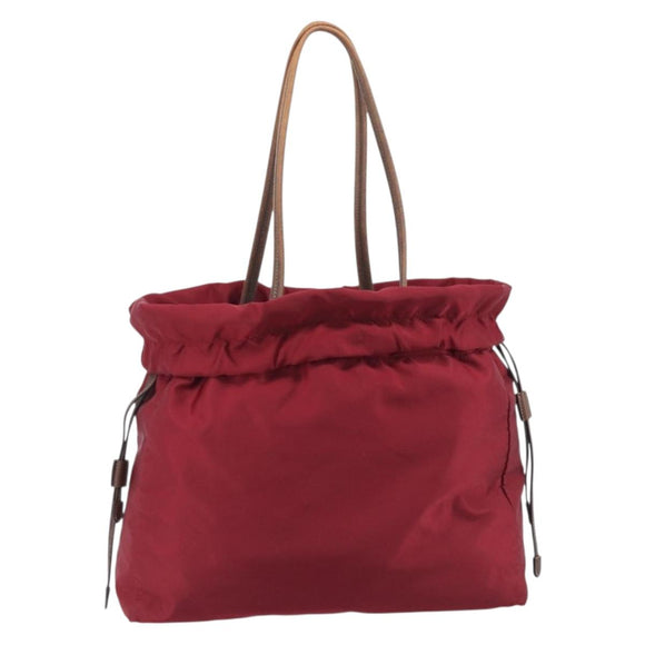 PRADA Tote Bag Nylon Red Gold Auth 210817A