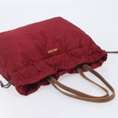 PRADA Tote Bag Nylon Red Gold Auth 210817A-6
