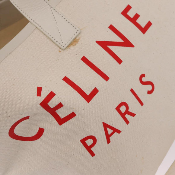 CELINE Hand Bag Canvas Ivory Silver Auth 210821A