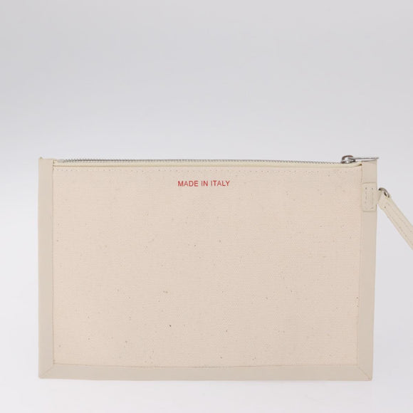 CELINE Hand Bag Canvas Ivory Silver Auth 210821A
