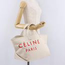 CELINE Hand Bag Canvas Ivory Silver Auth 210821A-23