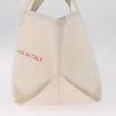 CELINE Hand Bag Canvas Ivory Silver Auth 210821A-5