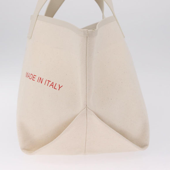 CELINE Hand Bag Canvas Ivory Silver Auth 210821A