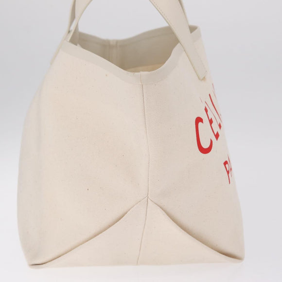 CELINE Hand Bag Canvas Ivory Silver Auth 210821A