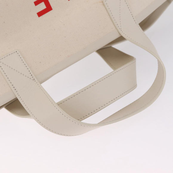 CELINE Hand Bag Canvas Ivory Silver Auth 210821A