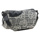 CHANEL Matelasse Camellia Chain Shoulder Bag tweed Gray Silver CC Auth 210823A-1