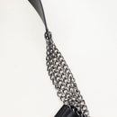 CHANEL Matelasse Camellia Chain Shoulder Bag tweed Gray Silver CC Auth 210823A-11