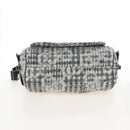 CHANEL Matelasse Camellia Chain Shoulder Bag tweed Gray Silver CC Auth 210823A-15