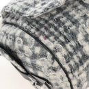 CHANEL Matelasse Camellia Chain Shoulder Bag tweed Gray Silver CC Auth 210823A-16