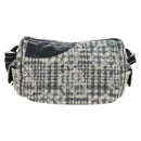 CHANEL Matelasse Camellia Chain Shoulder Bag tweed Gray Silver CC Auth 210823A-2