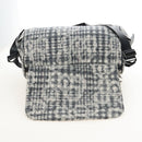 CHANEL Matelasse Camellia Chain Shoulder Bag tweed Gray Silver CC Auth 210823A-25
