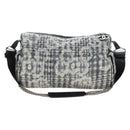 CHANEL Matelasse Camellia Chain Shoulder Bag tweed Gray Silver CC Auth 210823A-3
