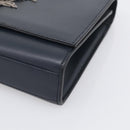 Saint Laurent Kate Chain Shoulder Bag Leather Navy Silver Auth 210824V-10