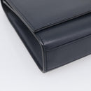 Saint Laurent Kate Chain Shoulder Bag Leather Navy Silver Auth 210824V-11