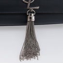 Saint Laurent Kate Chain Shoulder Bag Leather Navy Silver Auth 210824V-14