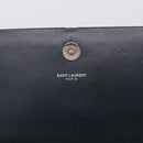 Saint Laurent Kate Chain Shoulder Bag Leather Navy Silver Auth 210824V-16