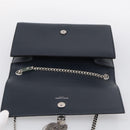 Saint Laurent Kate Chain Shoulder Bag Leather Navy Silver Auth 210824V-17
