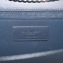 Saint Laurent Kate Chain Shoulder Bag Leather Navy Silver Auth 210824V-18