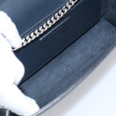 Saint Laurent Kate Chain Shoulder Bag Leather Navy Silver Auth 210824V-19