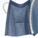 Saint Laurent Kate Chain Shoulder Bag Leather Navy Silver Auth 210824V-21