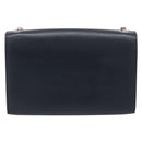Saint Laurent Kate Chain Shoulder Bag Leather Navy Silver Auth 210824V-3