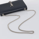 Saint Laurent Kate Chain Shoulder Bag Leather Navy Silver Auth 210824V-7