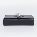 Saint Laurent Kate Chain Shoulder Bag Leather Navy Silver Auth 210824V-9