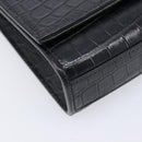 Saint Laurent Kate Chain Shoulder Bag Leather Black Silver Auth 210832V-12