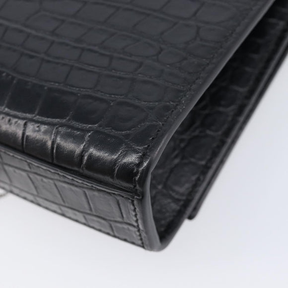 Saint Laurent Kate Chain Shoulder Bag Leather Black Silver Auth 210832V