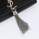 Saint Laurent Kate Chain Shoulder Bag Leather Black Silver Auth 210832V-15