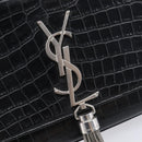 Saint Laurent Kate Chain Shoulder Bag Leather Black Silver Auth 210832V-17