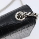 Saint Laurent Kate Chain Shoulder Bag Leather Black Silver Auth 210832V-18