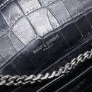 Saint Laurent Kate Chain Shoulder Bag Leather Black Silver Auth 210832V-20