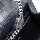 Saint Laurent Kate Chain Shoulder Bag Leather Black Silver Auth 210832V-21