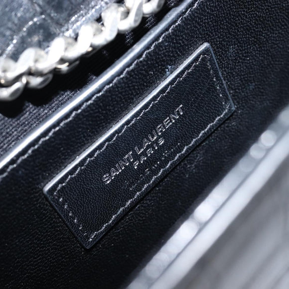 Saint Laurent Kate Chain Shoulder Bag Leather Black Silver Auth 210832V