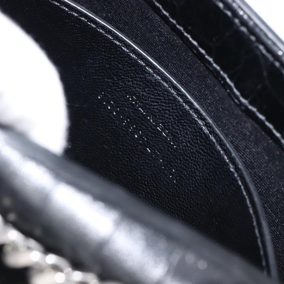 Saint Laurent Kate Chain Shoulder Bag Leather Black Silver Auth 210832V