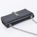 Saint Laurent Kate Chain Shoulder Bag Leather Black Silver Auth 210832V-6